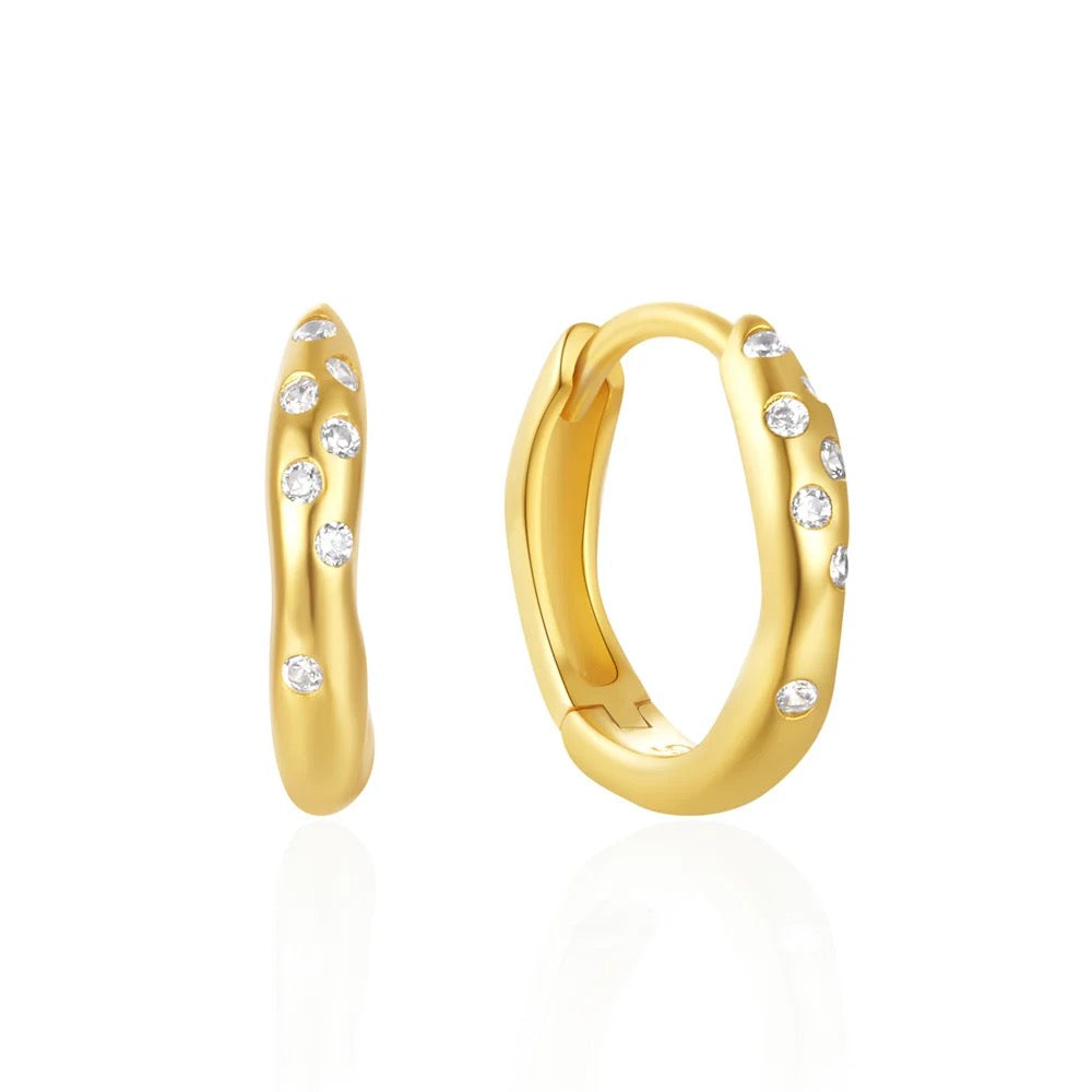 Zirconia Hoop Örhängen S925 Sterling Guld modernsweden 