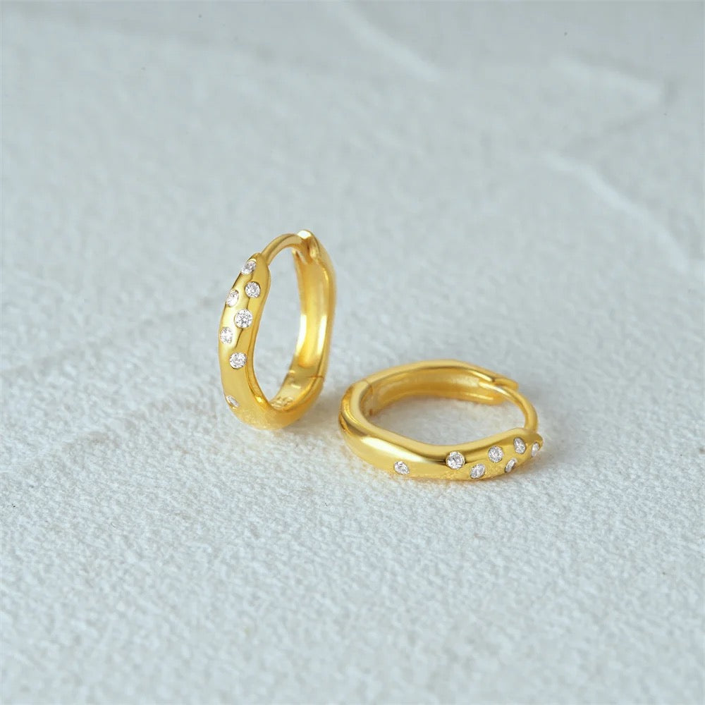 Zirconia Hoop Örhängen S925 Sterling Guld modernsweden 