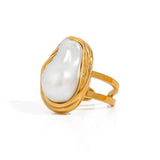 Pearl Wave Ring - Guld